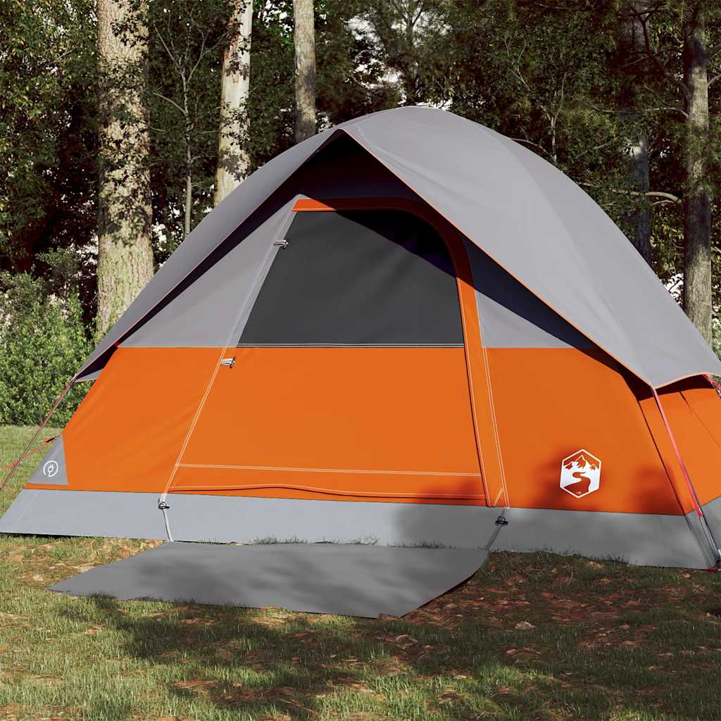Tenda de campismo cúpula p/ 3 pessoas impermeável cinza e laranja