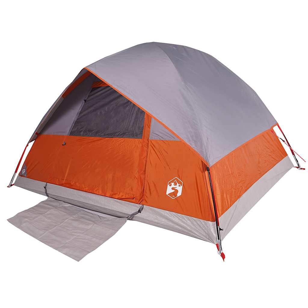 Tenda de campismo cúpula p/ 3 pessoas impermeável cinza e laranja