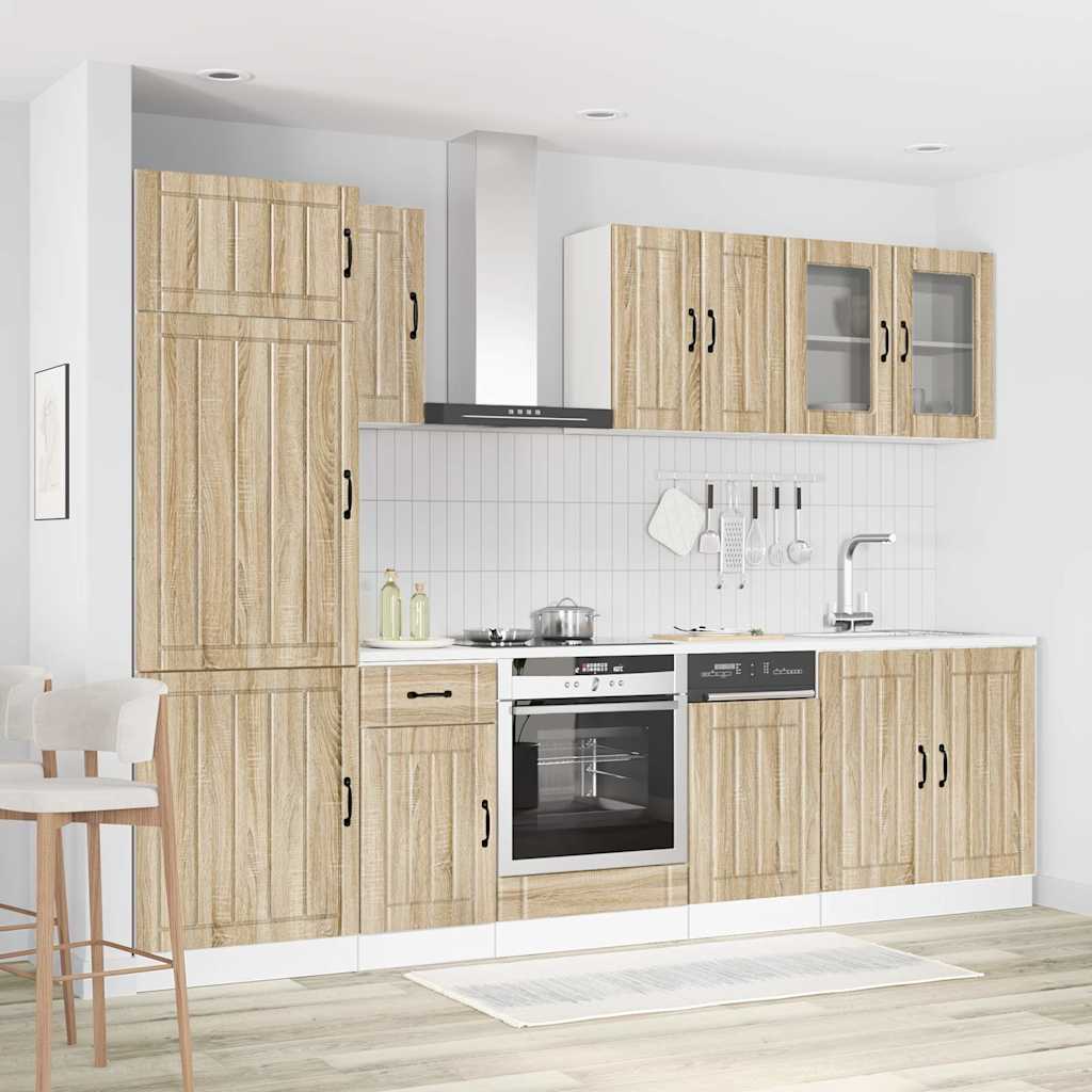 8 Peças armário de cozinha conjunto lucca sonoma carvalho