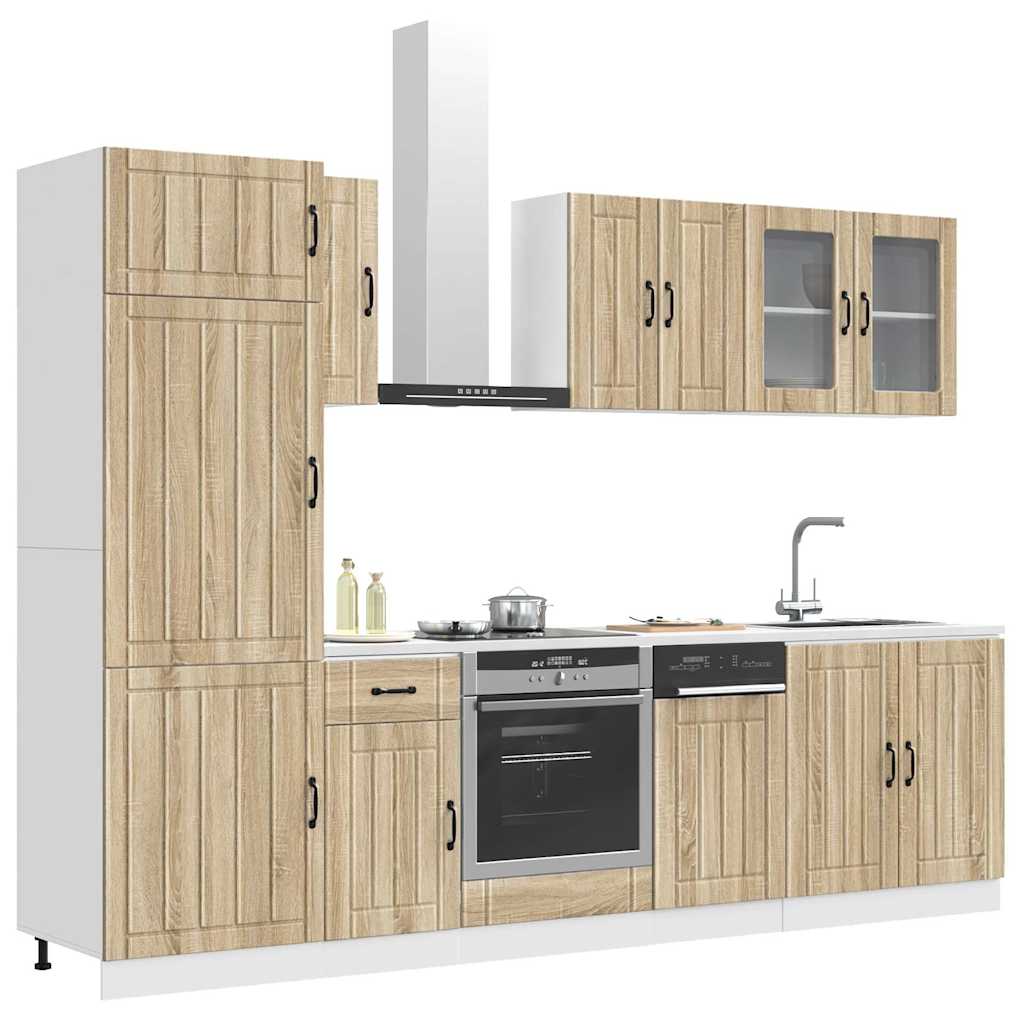 8 Peças armário de cozinha conjunto lucca sonoma carvalho