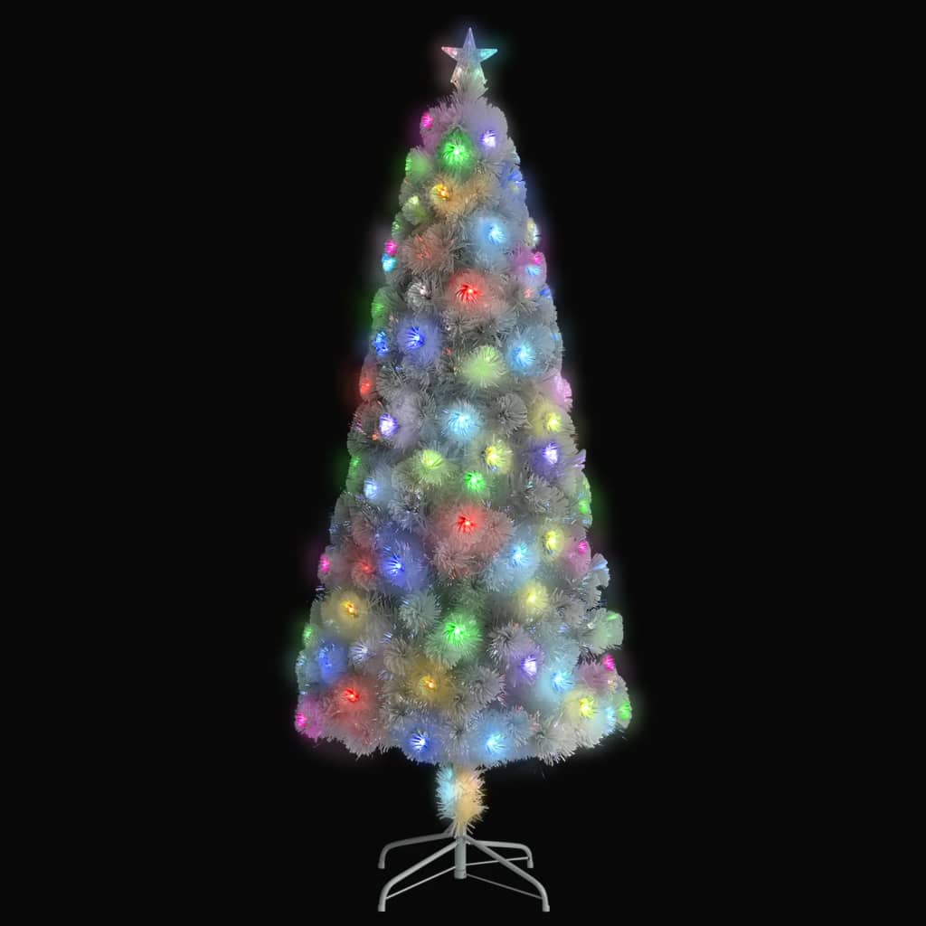 Árvore natal artificial pré-iluminada 240 cm fibra ótica branco