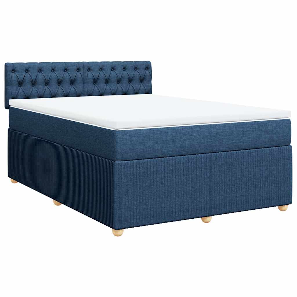 Cama com molas/colchão 140x190 cm tecido azul