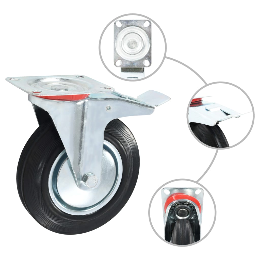 8 Pcs rodas giratórias 200 mm