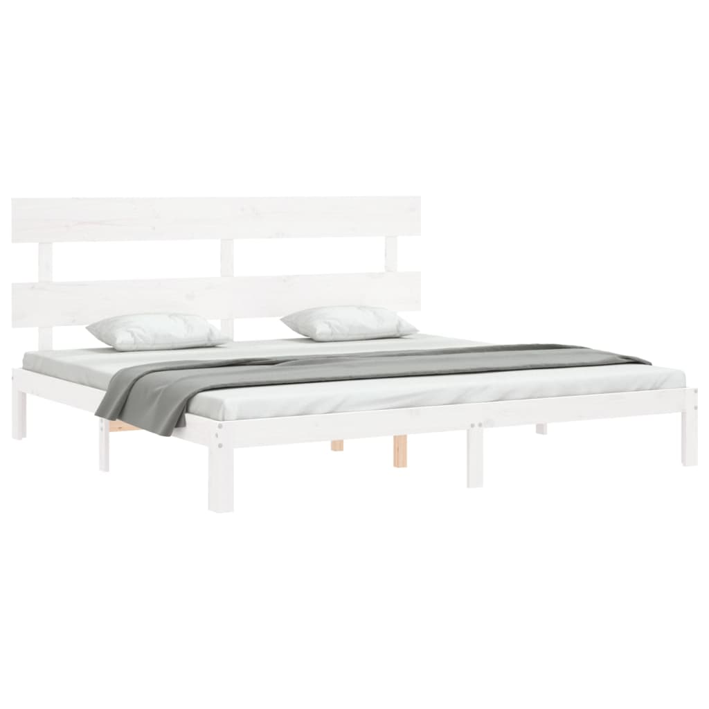 Estrutura cama super king size c/ cabeceira madeira branco