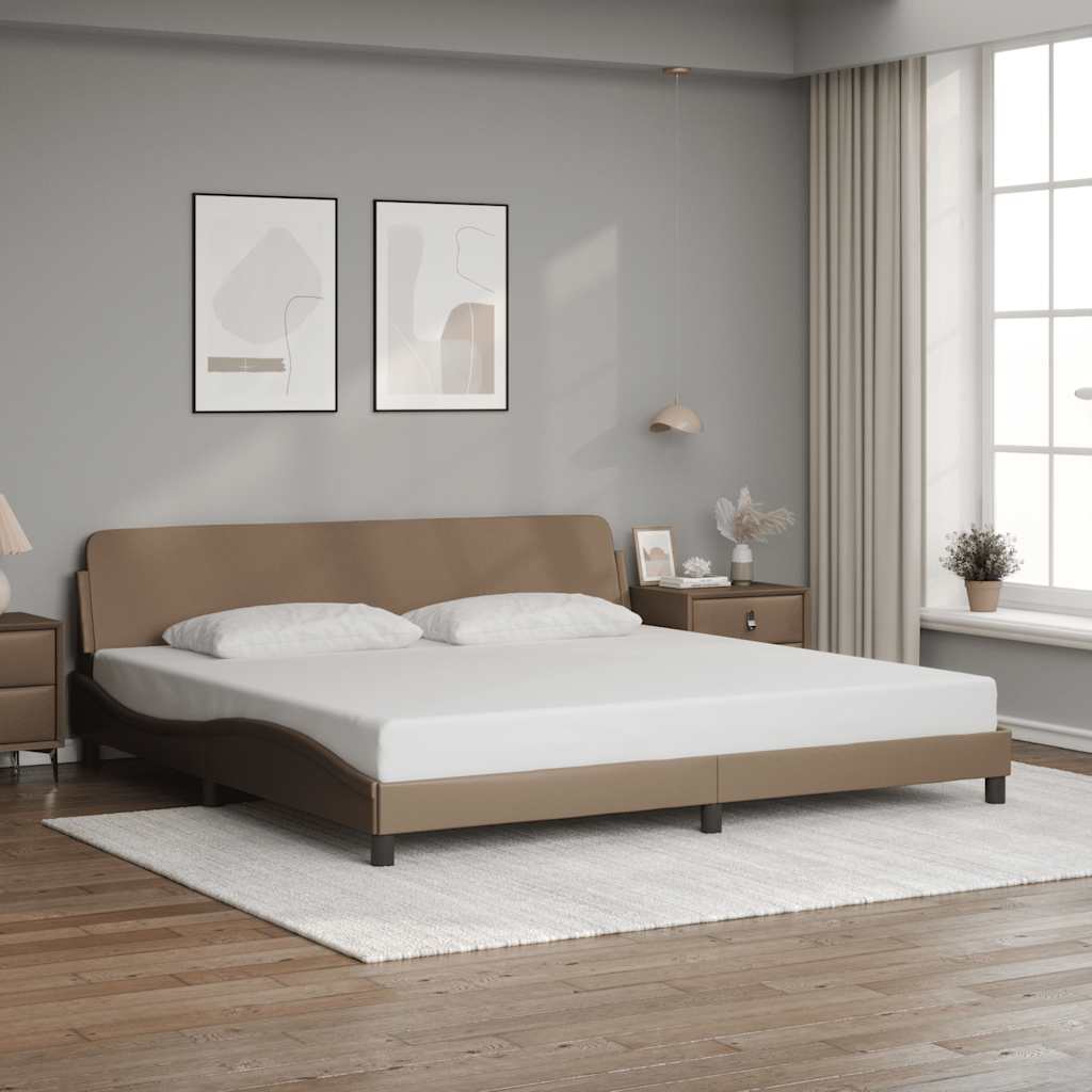 Estrutura de cama dover 200x200 cm couro artificial cappuccino