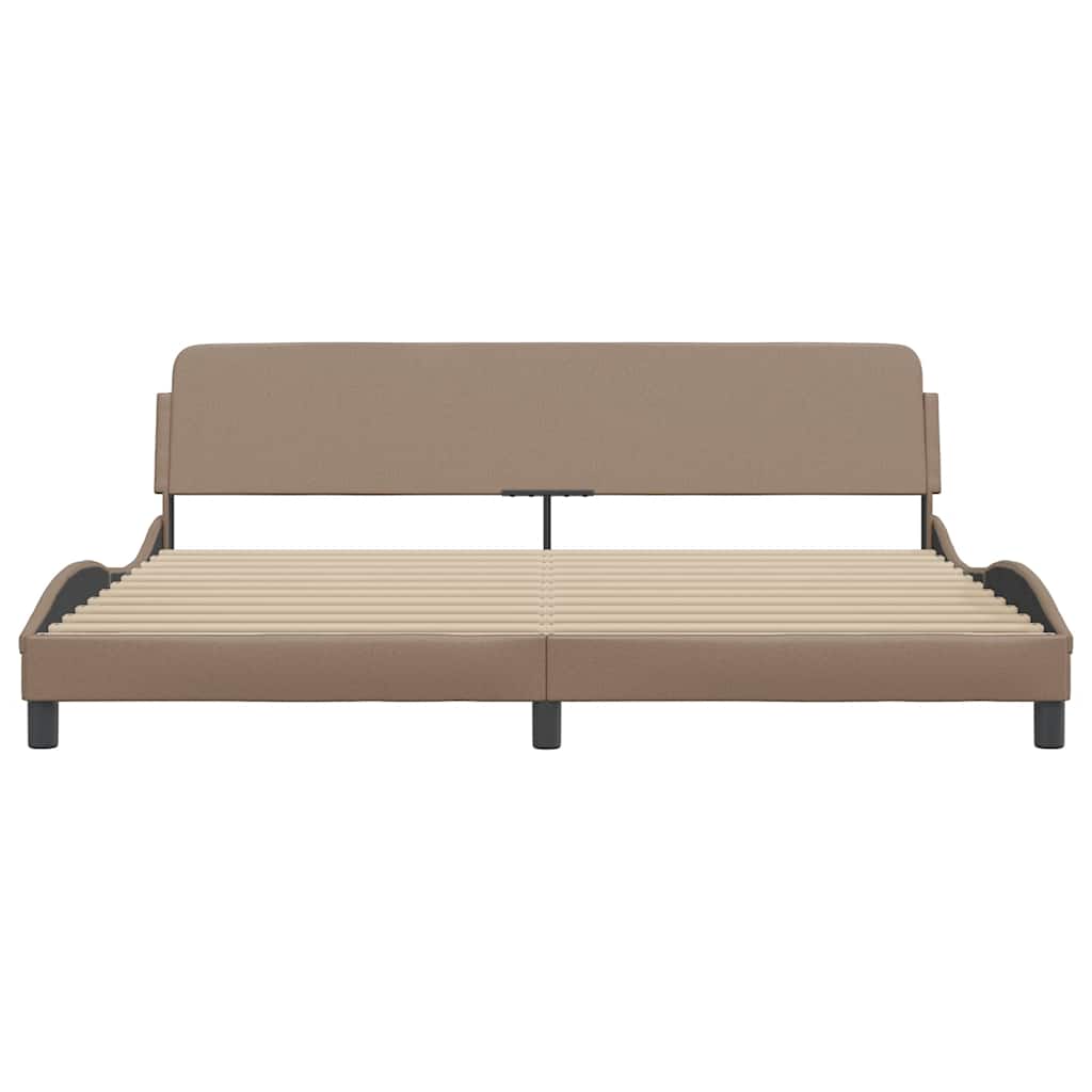 Estrutura de cama dover 200x200 cm couro artificial cappuccino