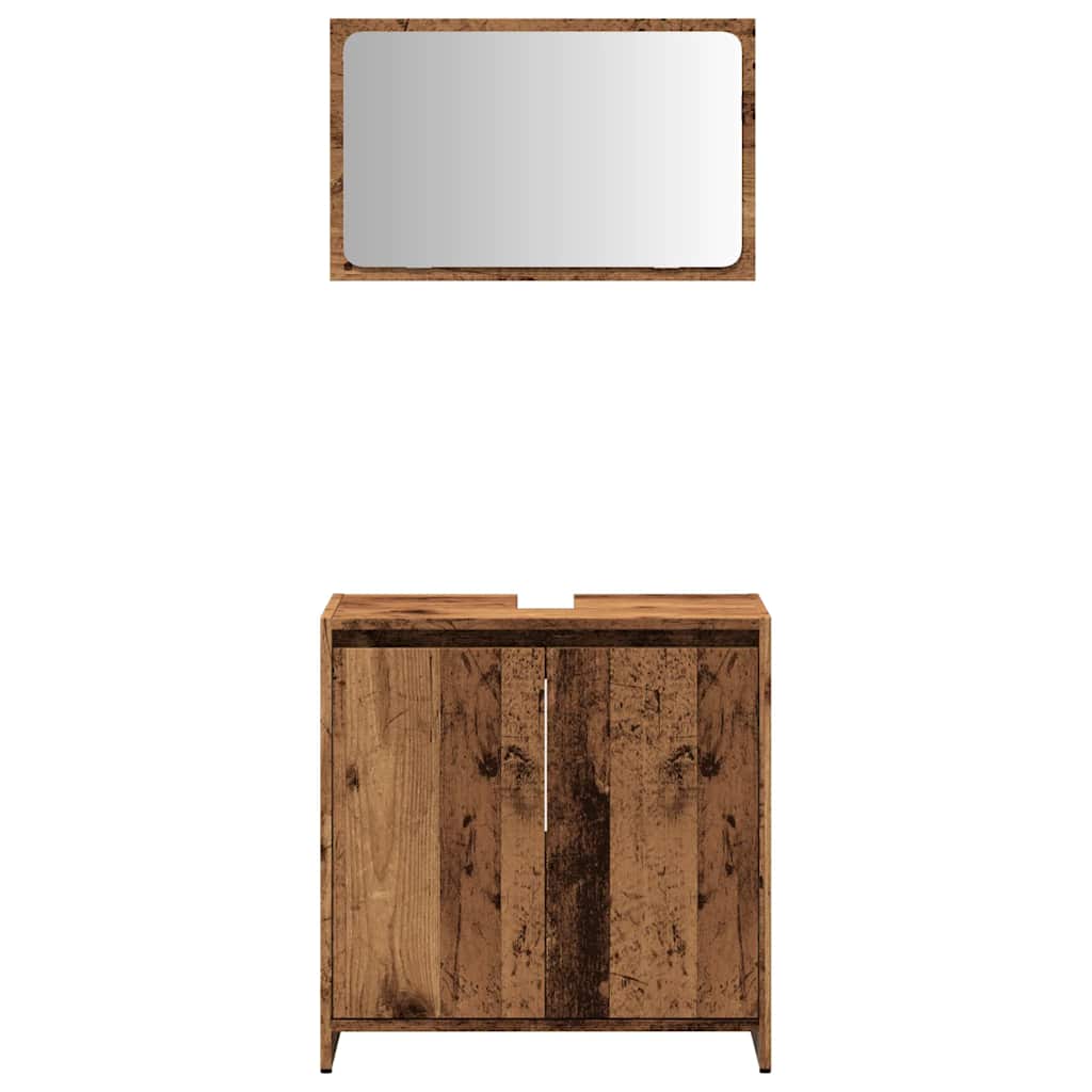 2 Pcs conj. móveis casa banho derivados madeira madeira velha