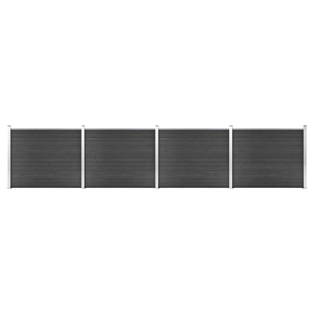 Conjunto painel de cerca 699x146 cm wpc cinzento