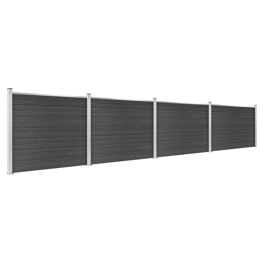 Conjunto painel de cerca 699x146 cm wpc cinzento