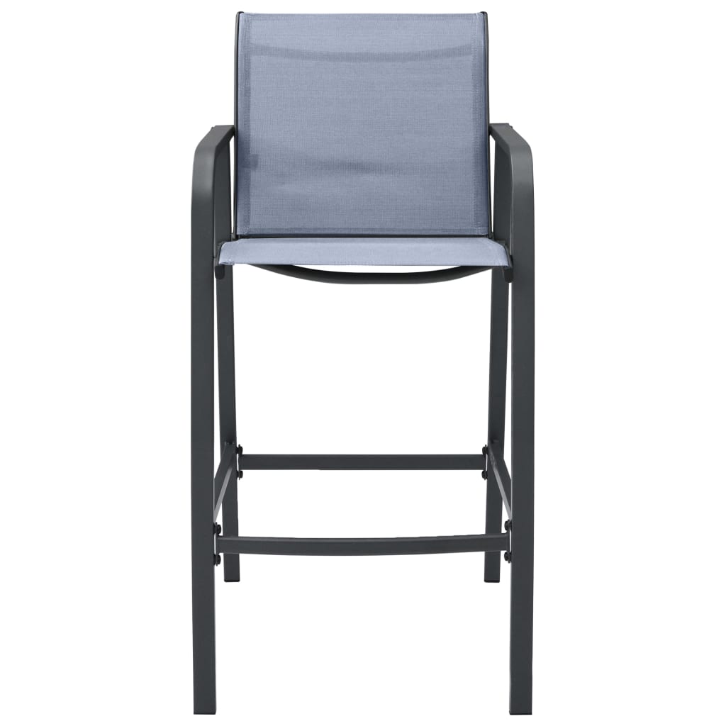 Cadeiras de bar para jardim 4 pcs textilene cinzento