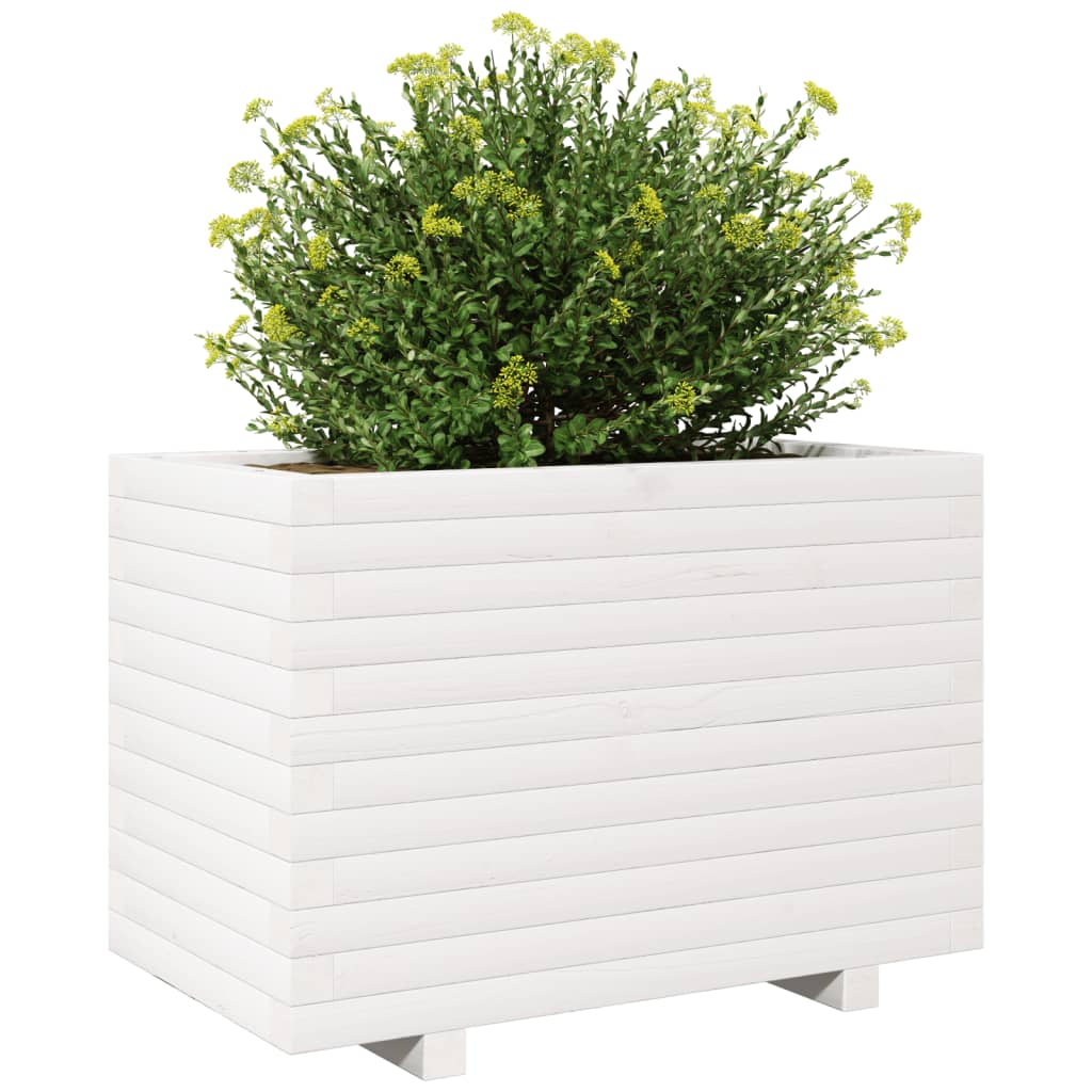Vaso/floreira de jardim 70x40x49,5 cm pinho maciço branco