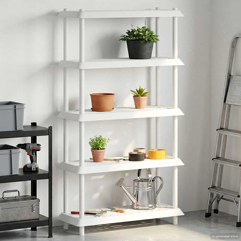 Unidade de estante 5 níveis 100 x 40 x 177 cm PP branco
