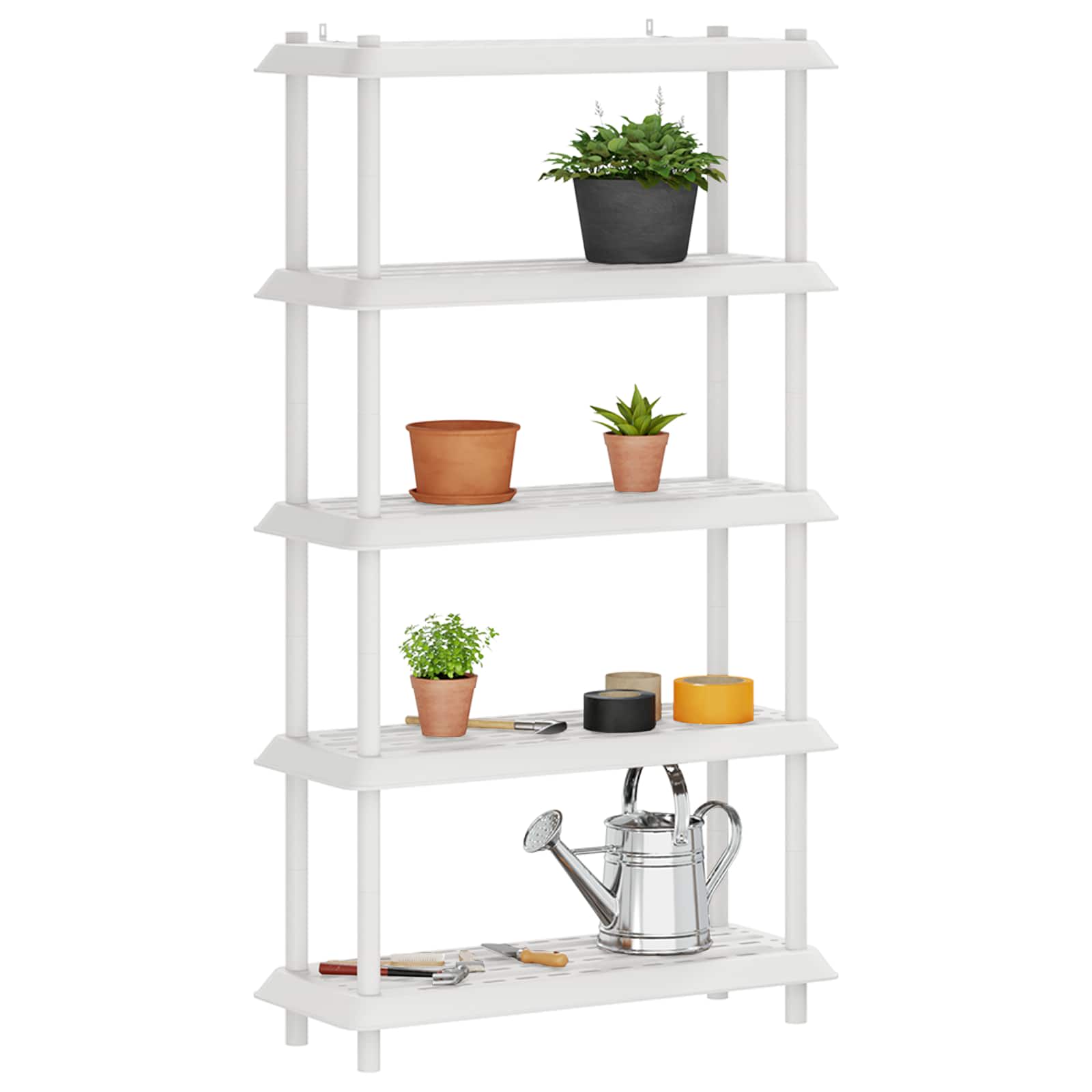 Unidade de estante 5 níveis 100 x 40 x 177 cm PP branco