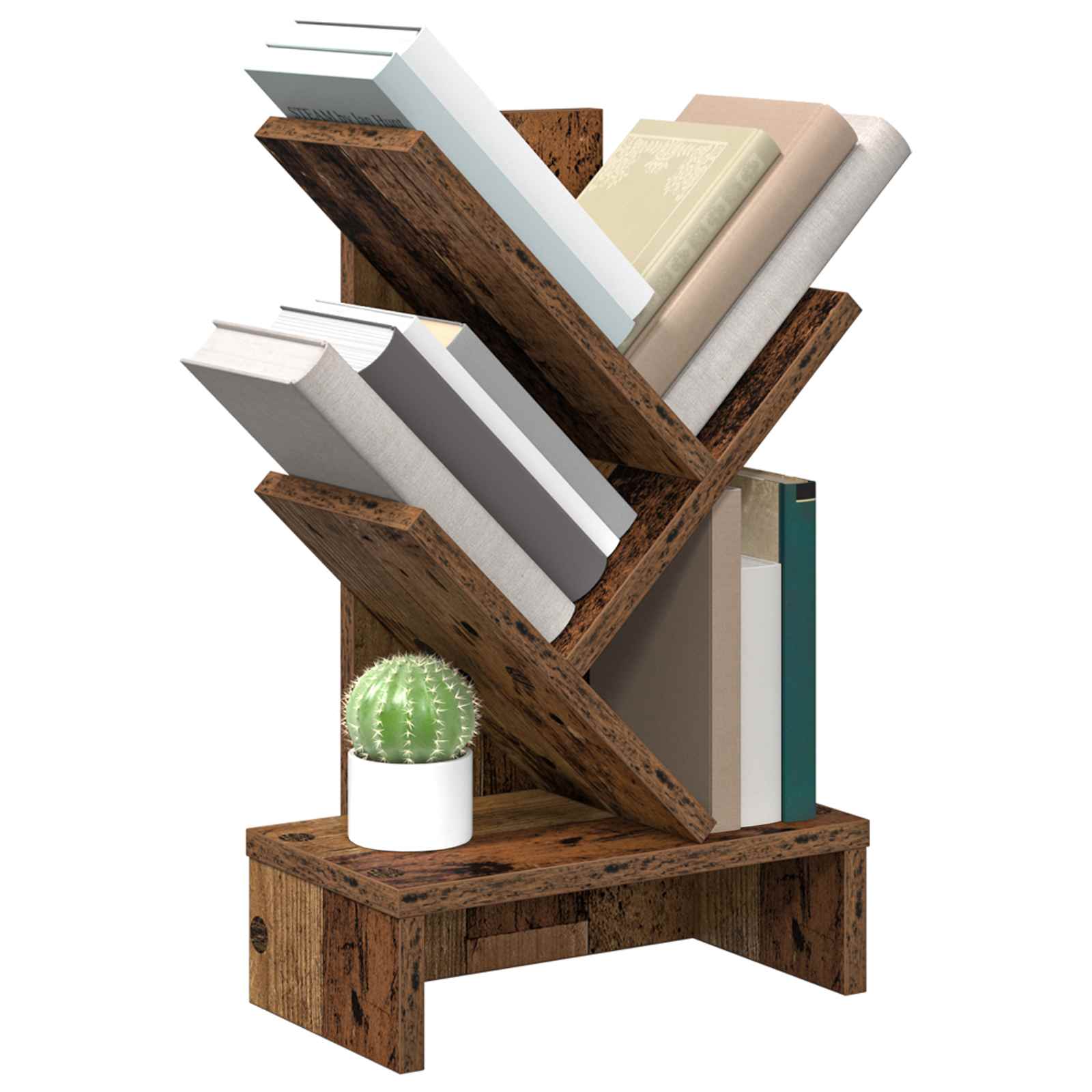 Estante de livros em árvore 3 níveis 30 x 18 x 48 cm