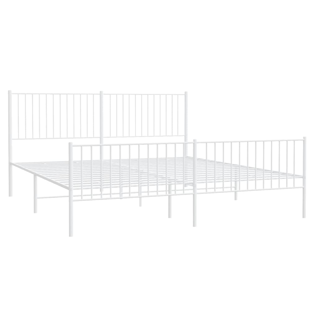 Estrutura de cama com cabeceira e pés 200x200 cm metal branco