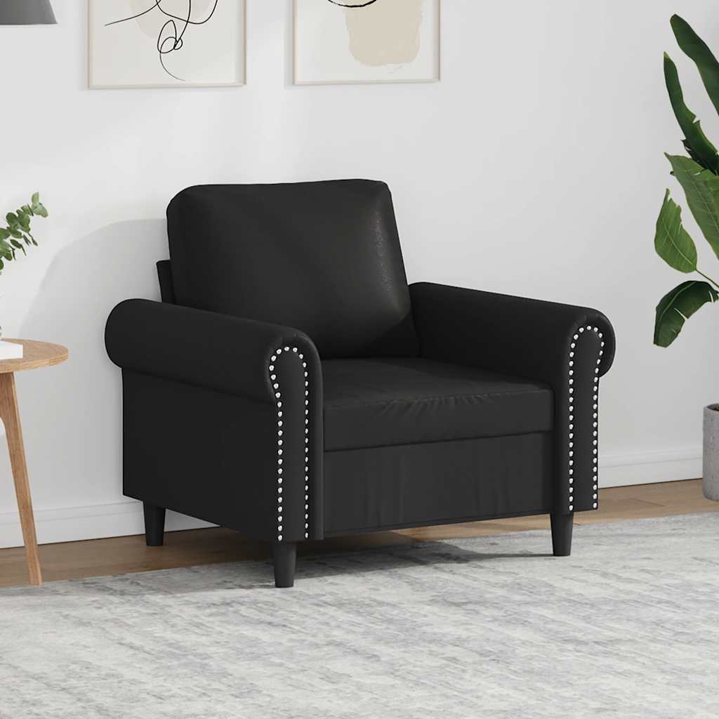 Poltrona couro artificial 60 cm preto