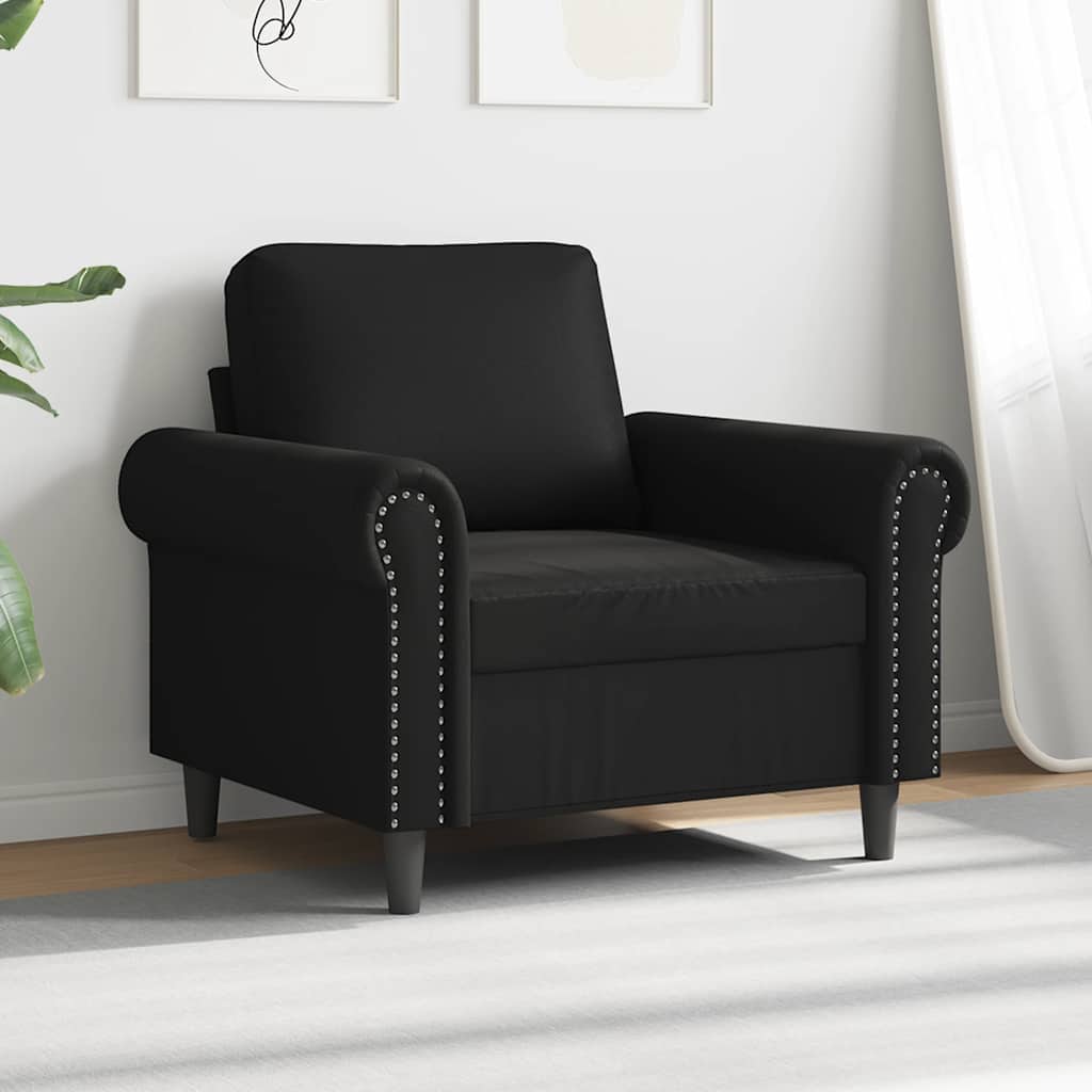 Poltrona couro artificial 60 cm preto