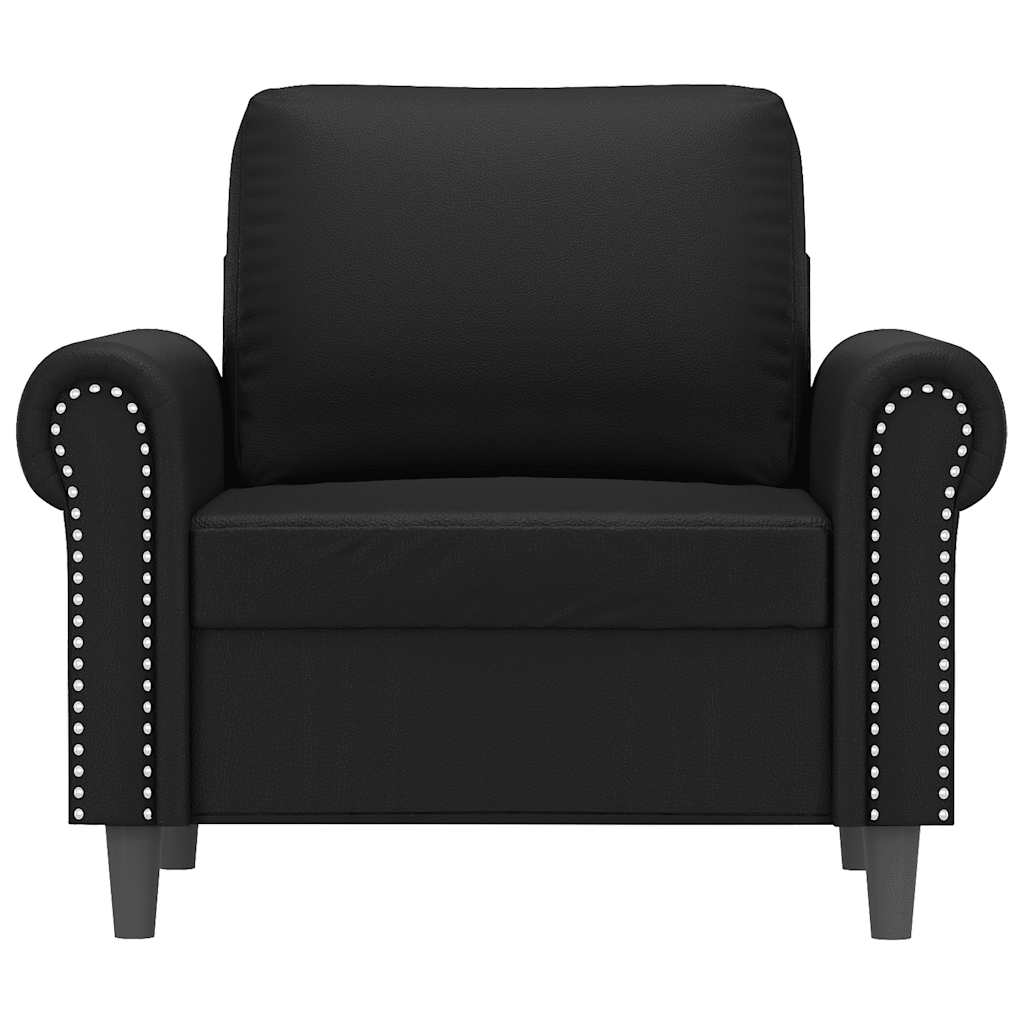 Poltrona couro artificial 60 cm preto