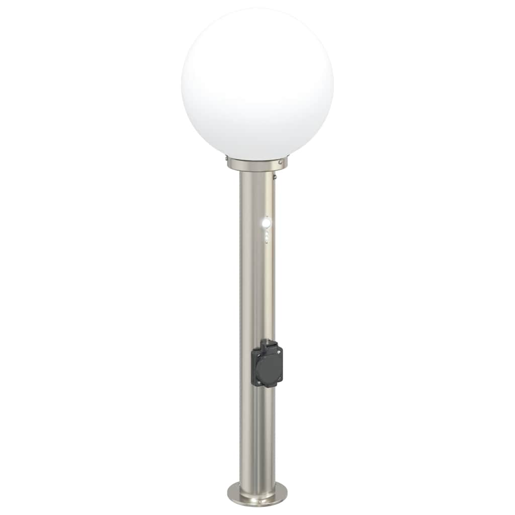 Luminárias de balizamento com sensor e tomada, 3 peças, 80 cm, aço inoxidável, IP44