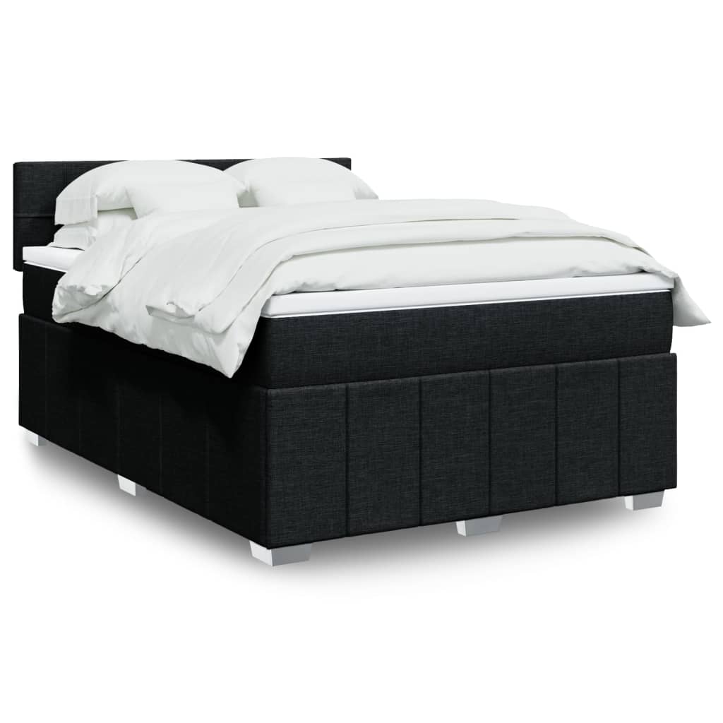 Cama com molas/colchão 140x190 cm tecido preto