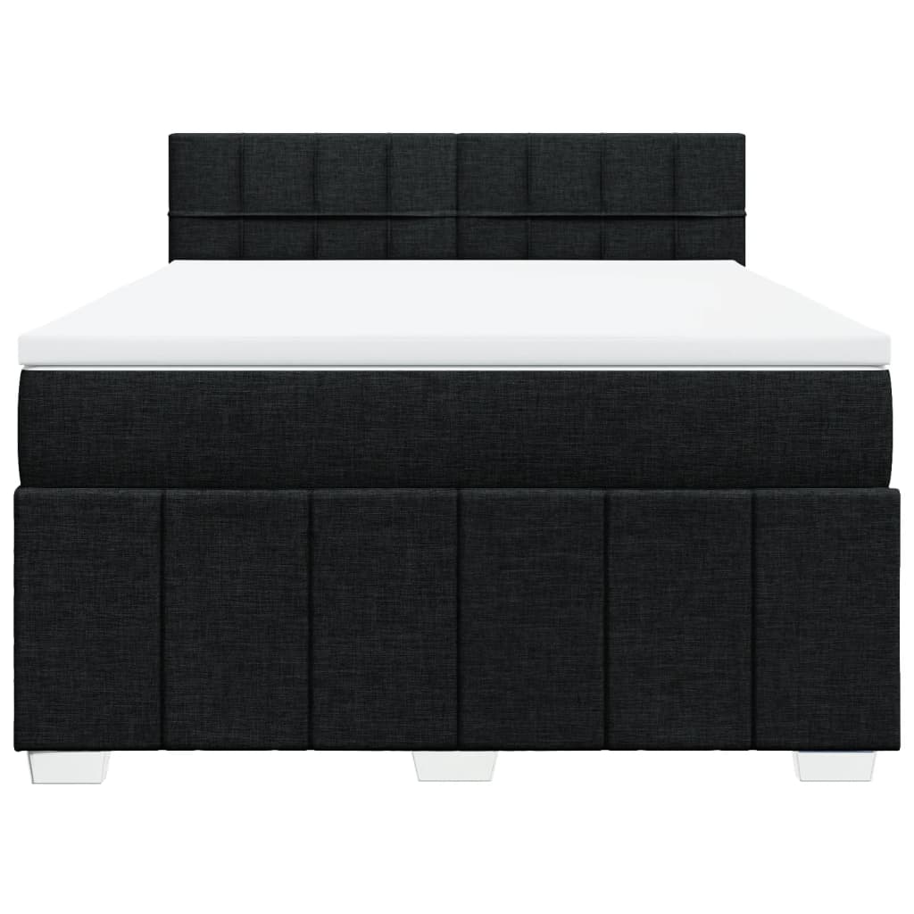 Cama com molas/colchão 140x190 cm tecido preto