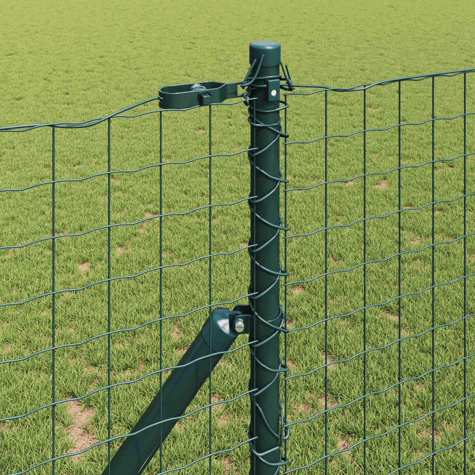 Poste de cerca 2 unid. verde aço com revestimento em pó
