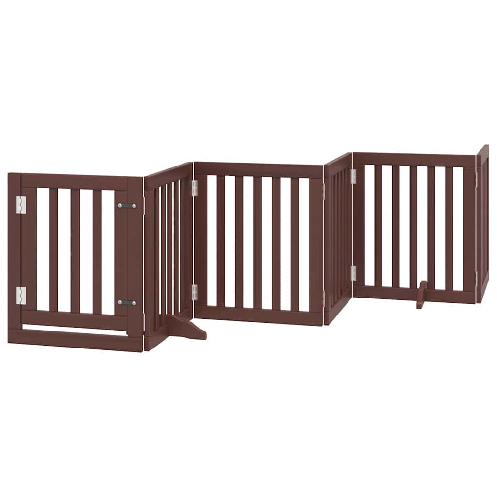 Portão p/ cães c/ porta dobrável 9 painéis 450cm álamo castanho