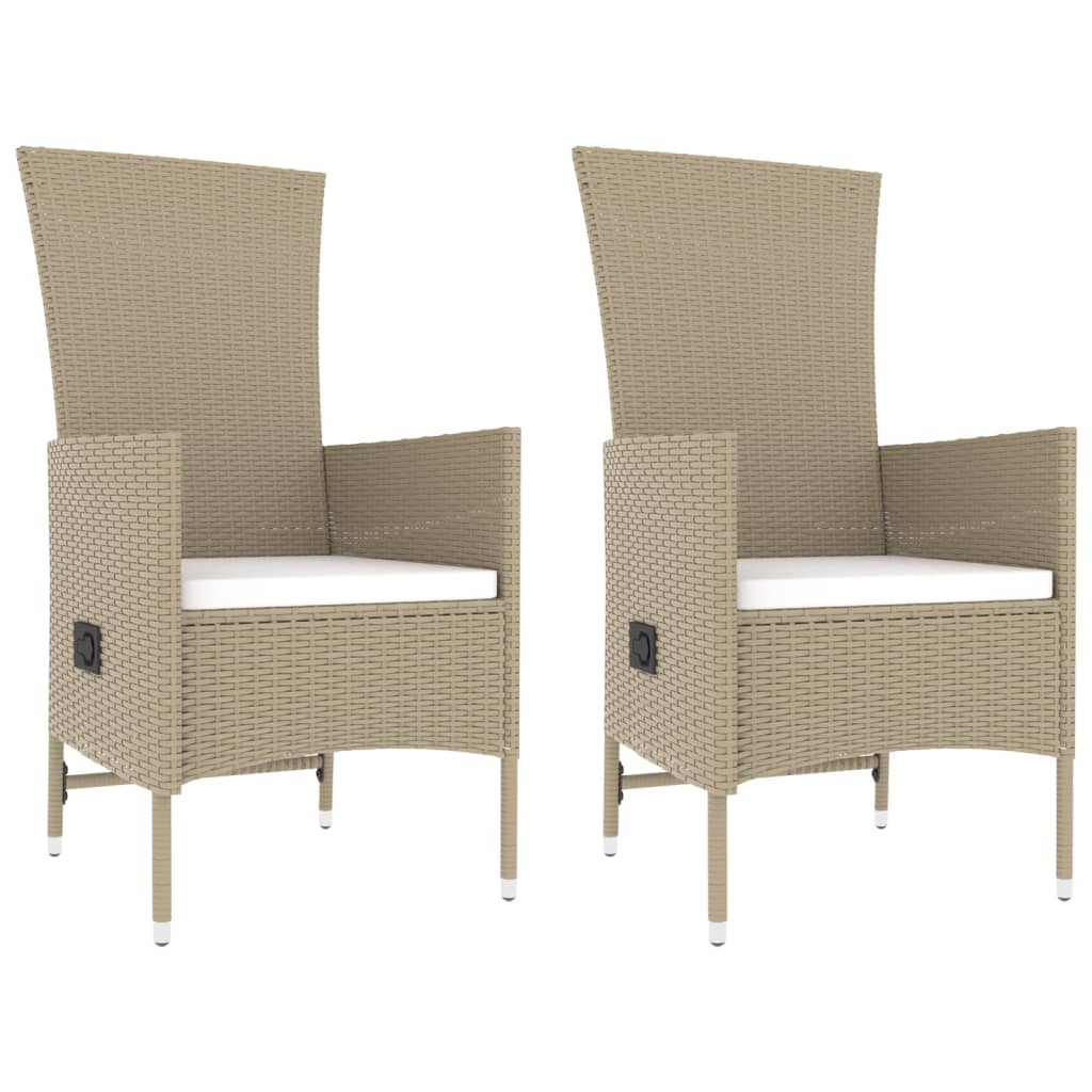 3 Pcs conjunto lounge para jardim vime PE e aço bege