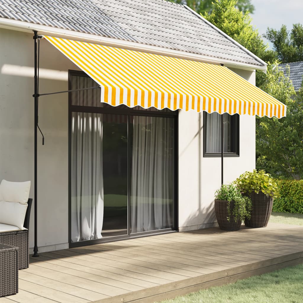 Tecido de substituição para sanefa de toldo 350 cm riscas amarelo/branco