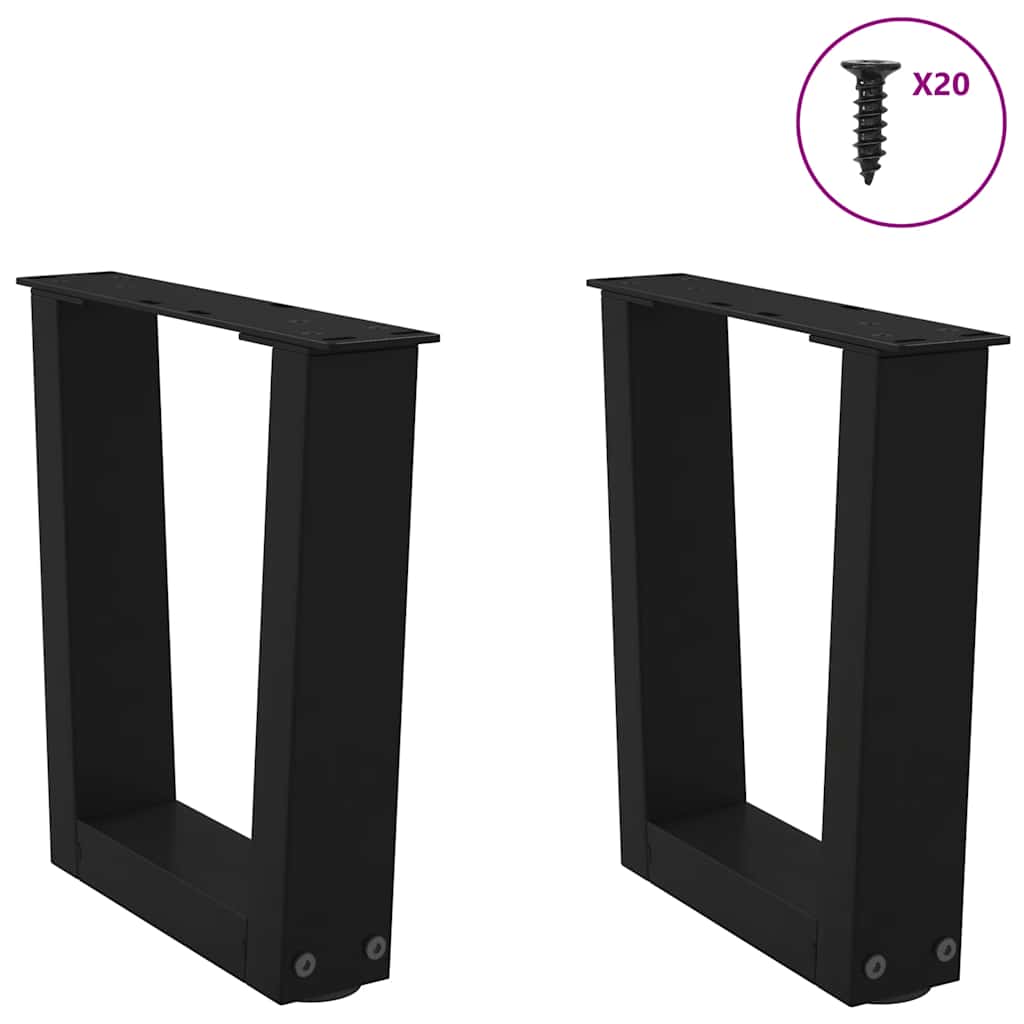 Pés para mesa de centro em v, 2 peças, preto, 40x(30-31,3) cm, aço