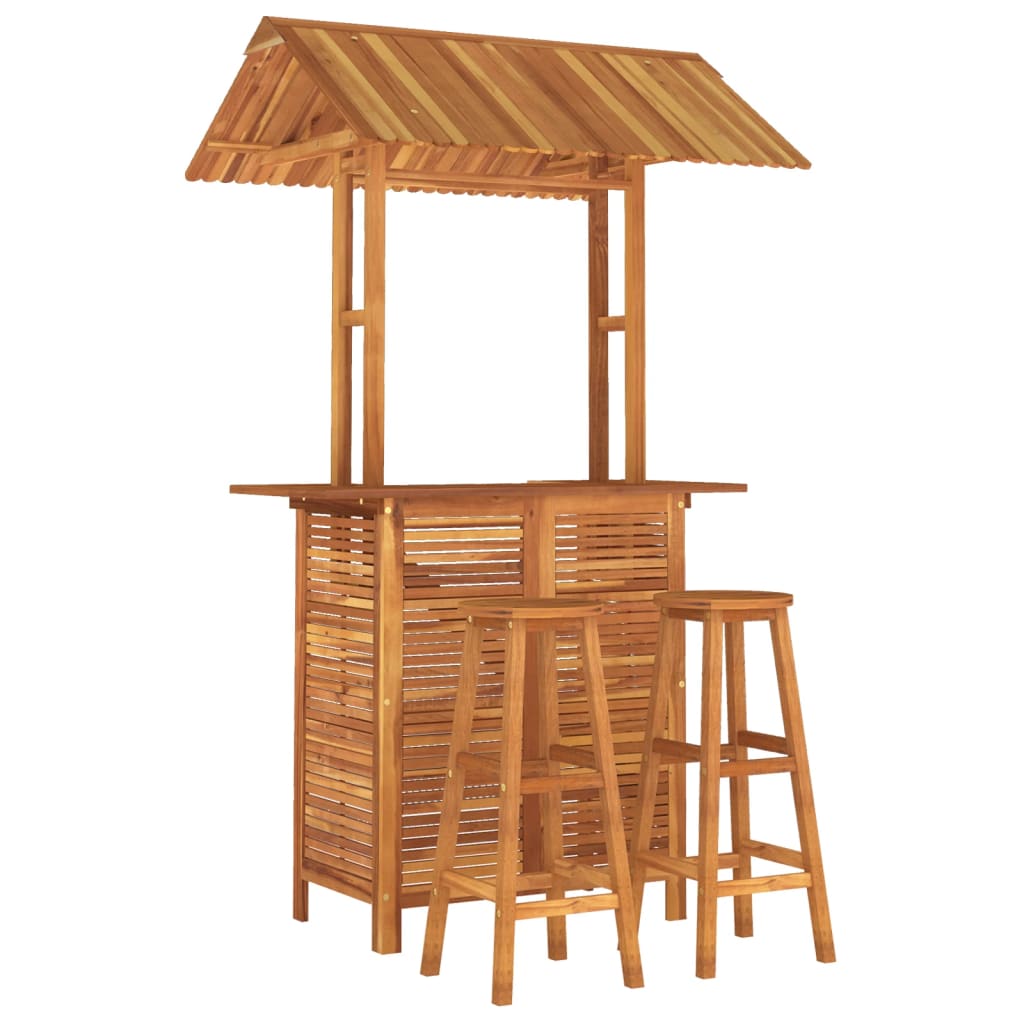 3 Pcs conjunto de bar para jardim madeira de acácia maciça