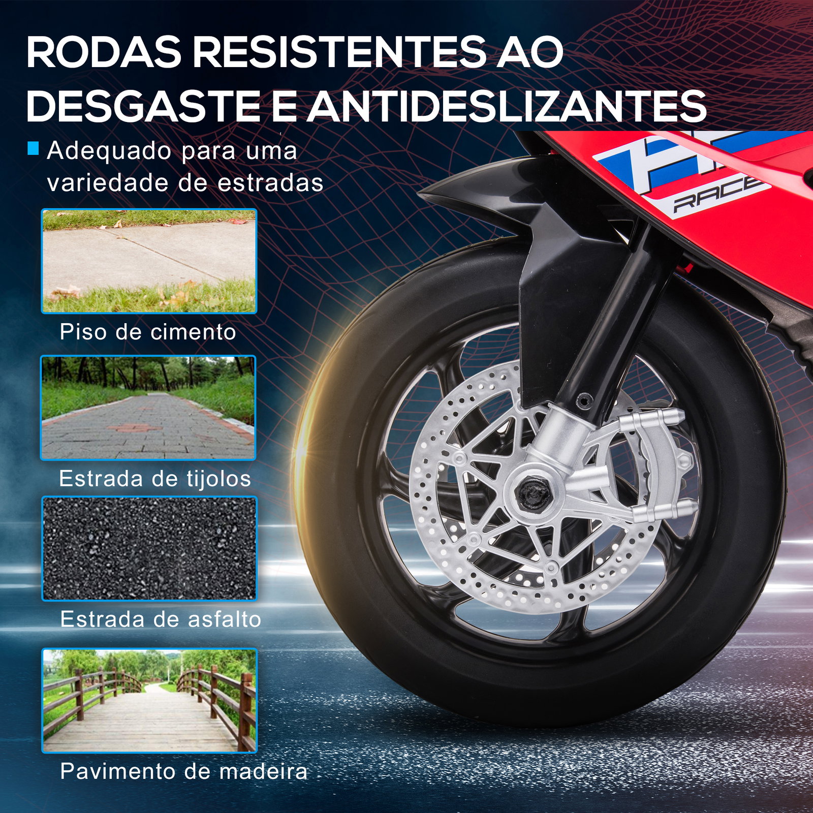 Mota elétrica bmw hp4 pcom música USB velocidade 2,5km/h avance e retrocesso 82,5x42x54cm vermelha