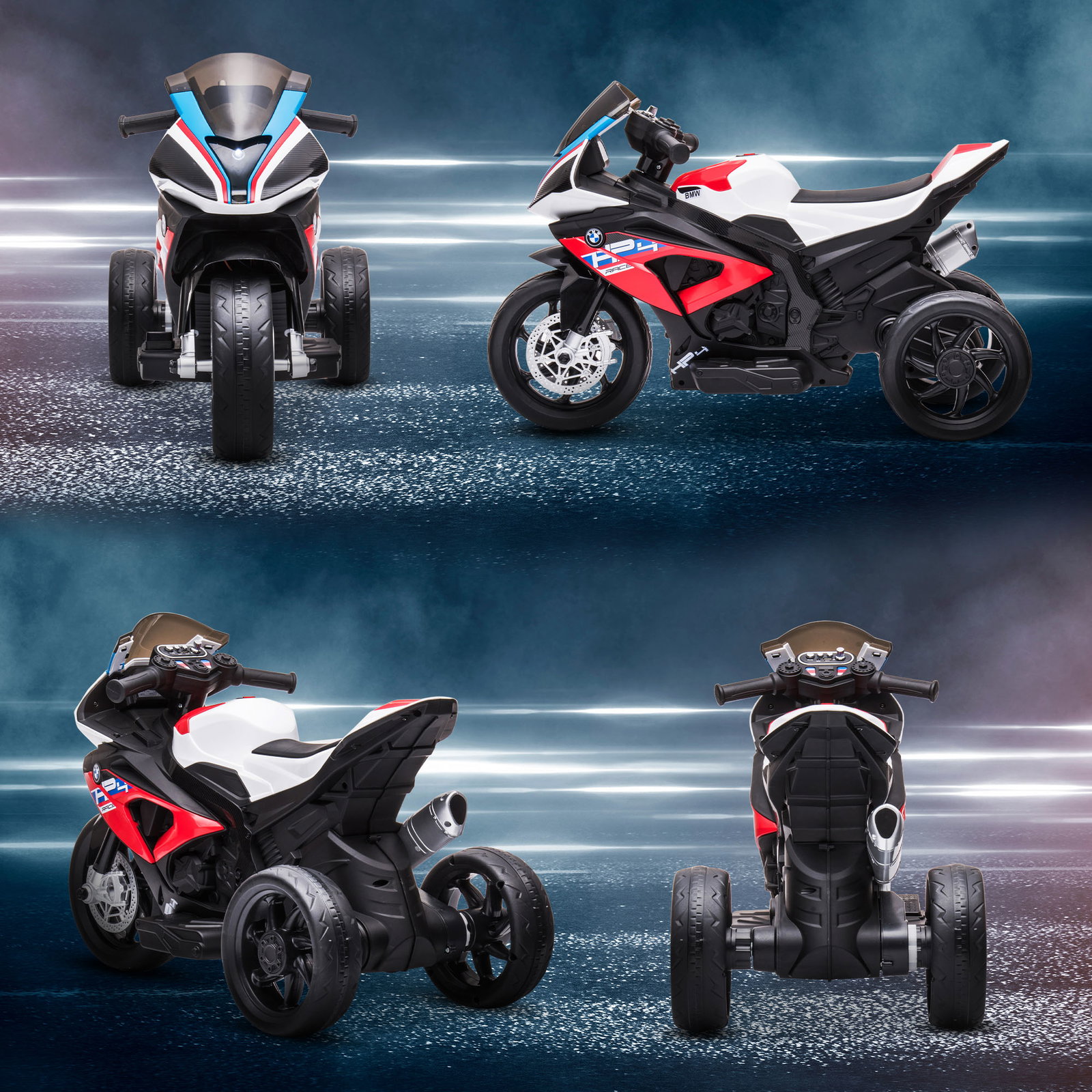 Mota elétrica bmw hp4 pcom música USB velocidade 2,5km/h avance e retrocesso 82,5x42x54cm vermelha