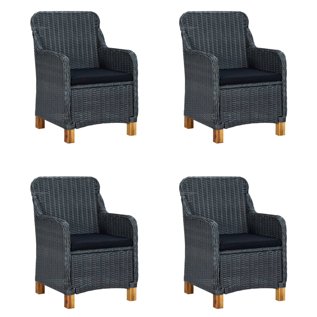 5 Pcs conjunto de jantar para jardim cinzento-escuro