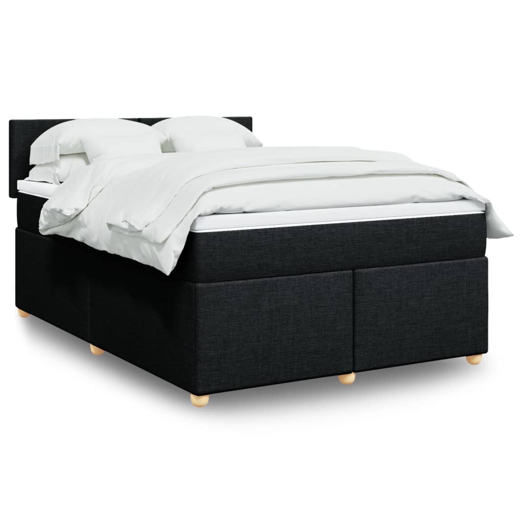 Cama com molas/colchão 140x190 cm tecido preto