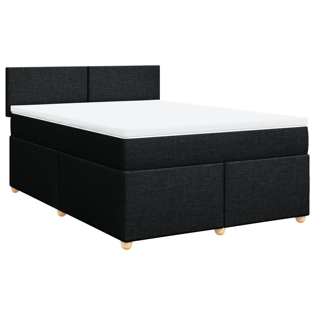 Cama com molas/colchão 140x190 cm tecido preto
