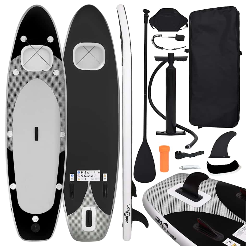 Conjunto prancha de paddle sup insuflável 300x76x10 cm preto