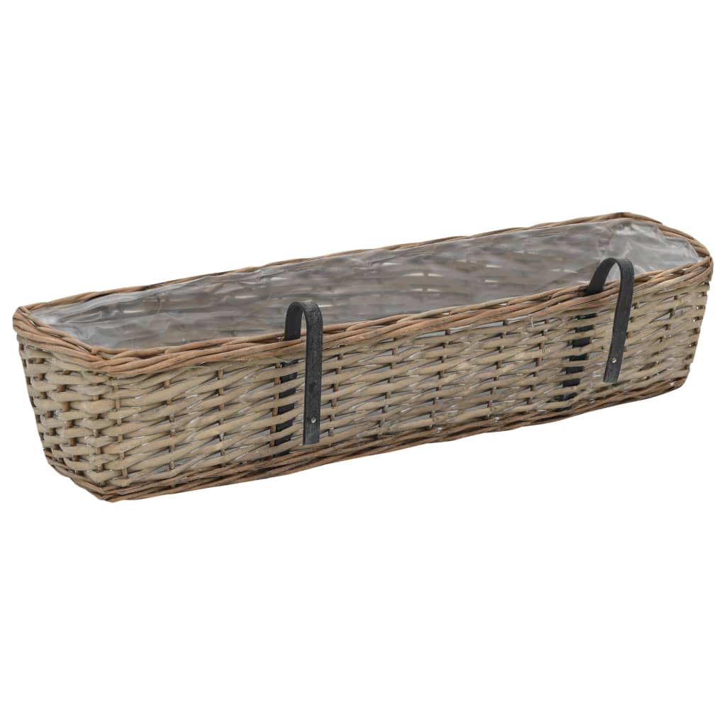 Floreira de varanda 2 pcs 80 cm vime com forro em PE