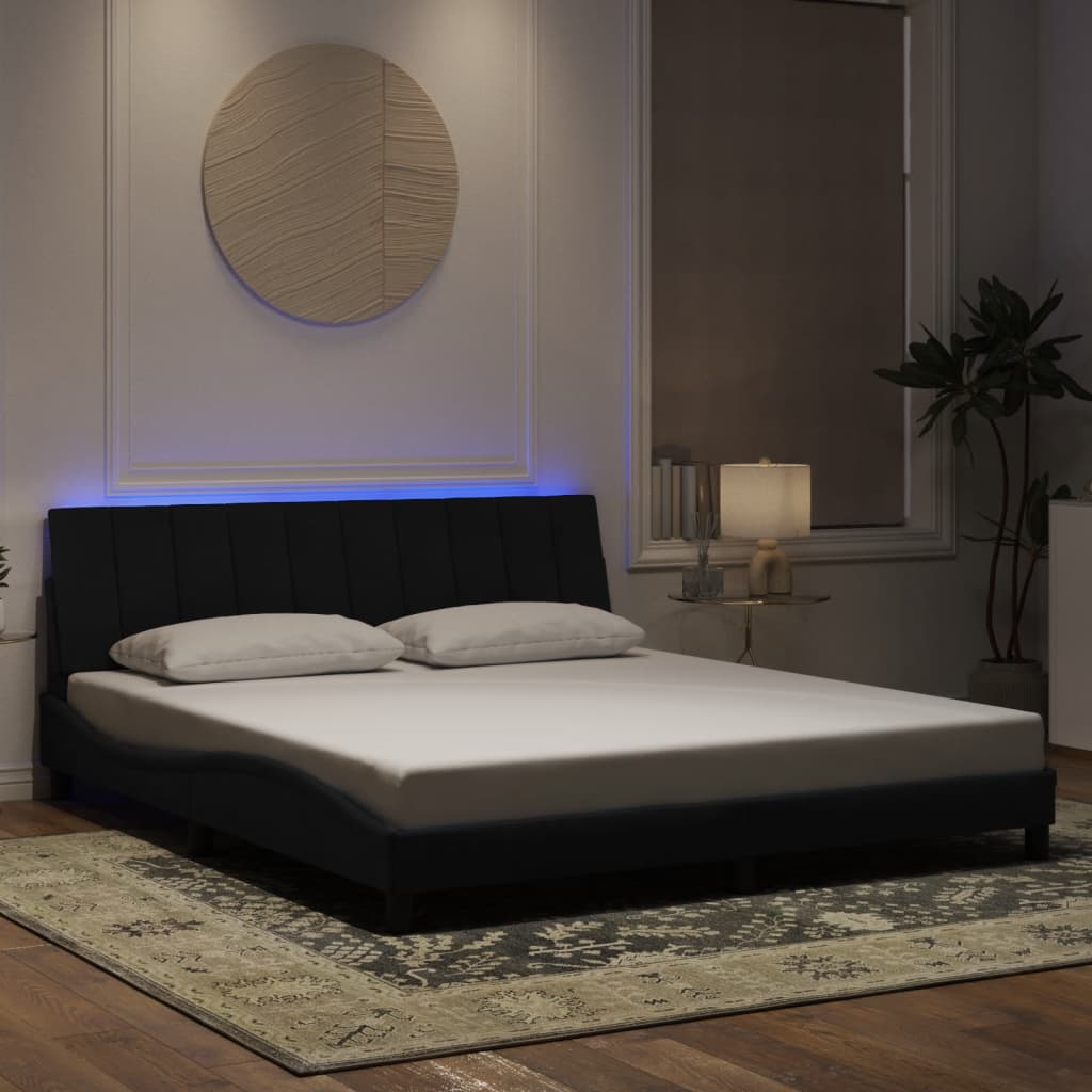Estrutura de cama com LED sem colchão hanko 180x200 cm veludo preto
