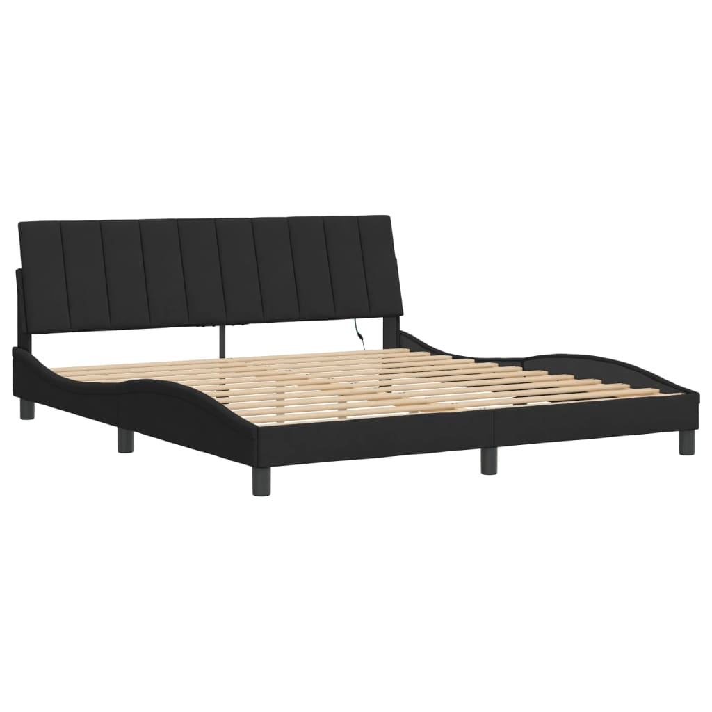Estrutura de cama com LED sem colchão hanko 180x200 cm veludo preto
