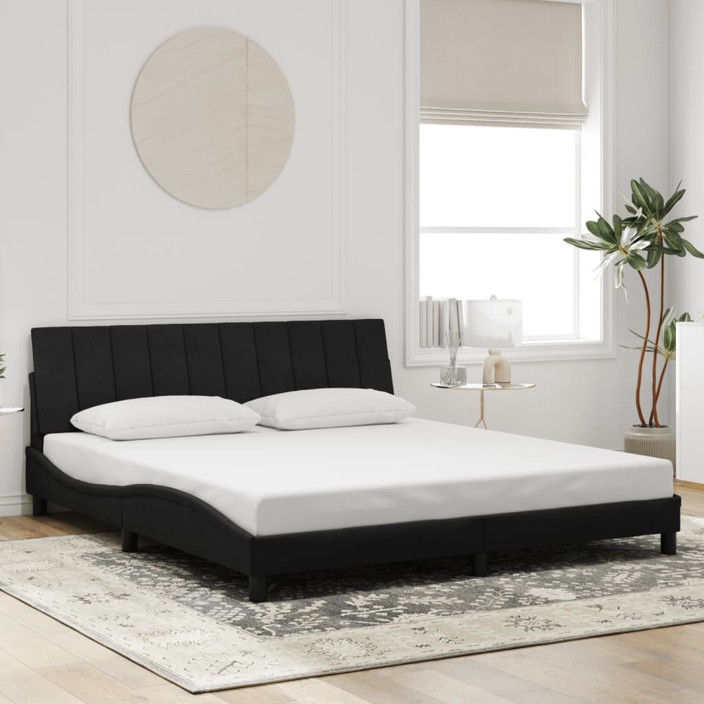 Estrutura de cama com LED sem colchão hanko 180x200 cm veludo preto