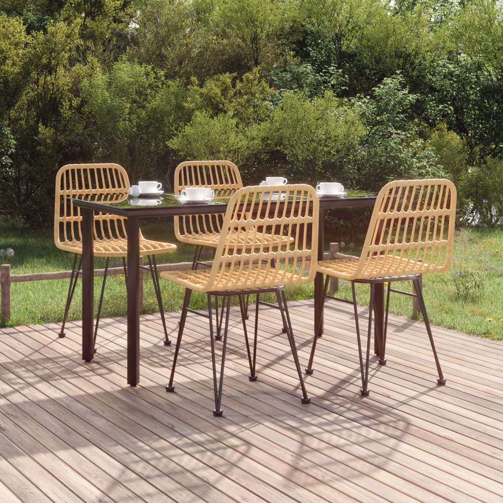 5 Pcs conjunto de jantar p/ jardim vime PE