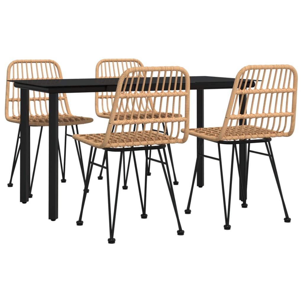 5 Pcs conjunto de jantar p/ jardim vime PE