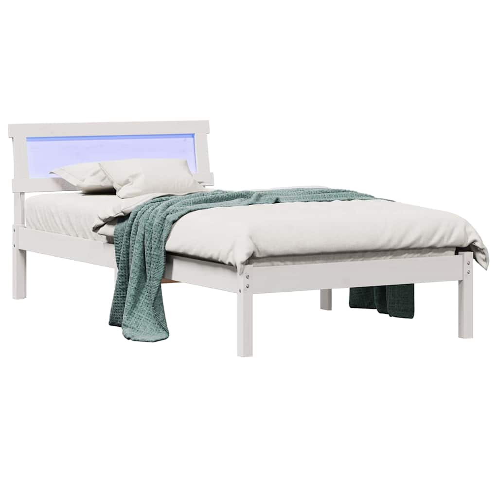 Estrutura da cama branco 80 x 200 cm madeira de pinheiro sólida