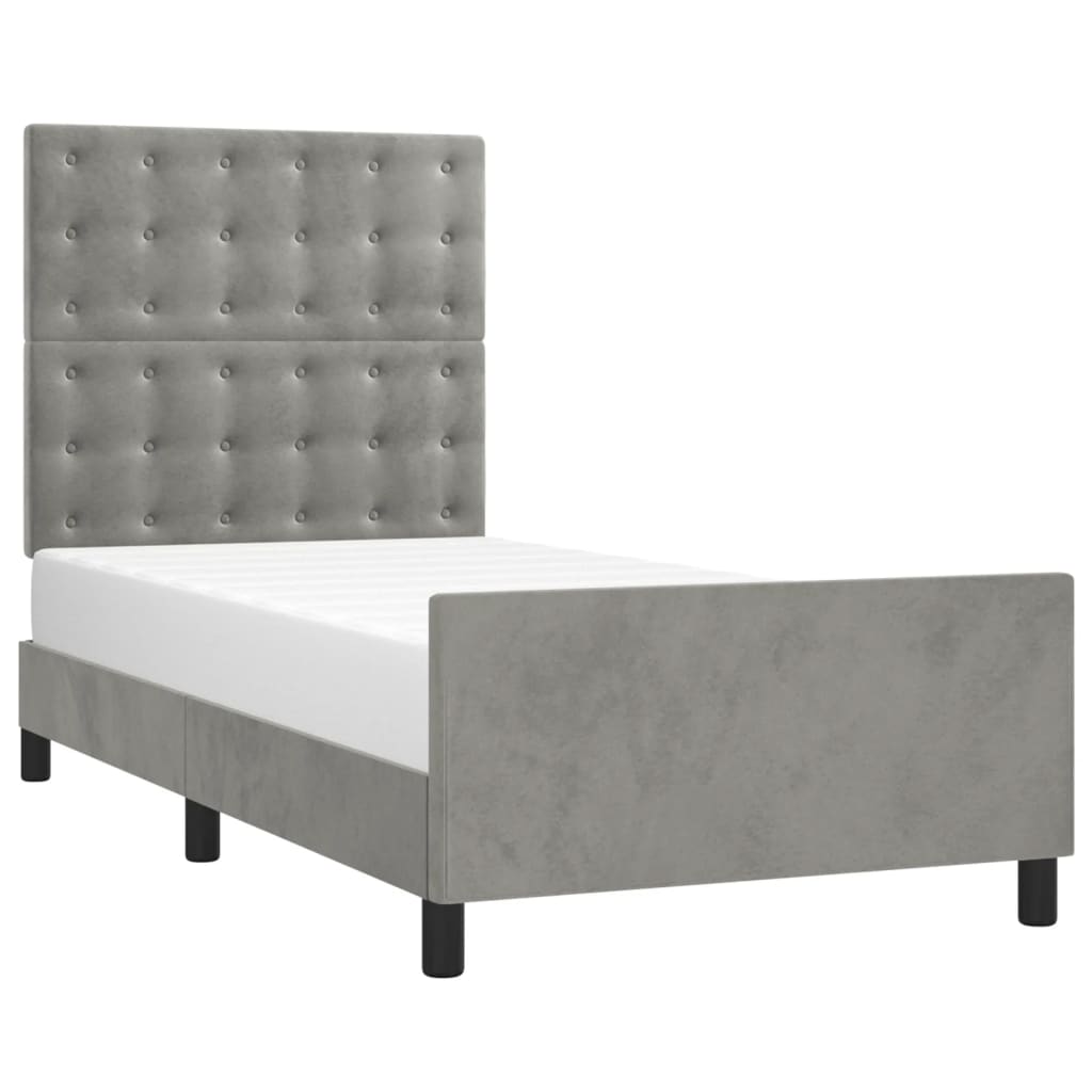 Estrutura de cama sem colchão 90x200 cm veludo cinzento-claro