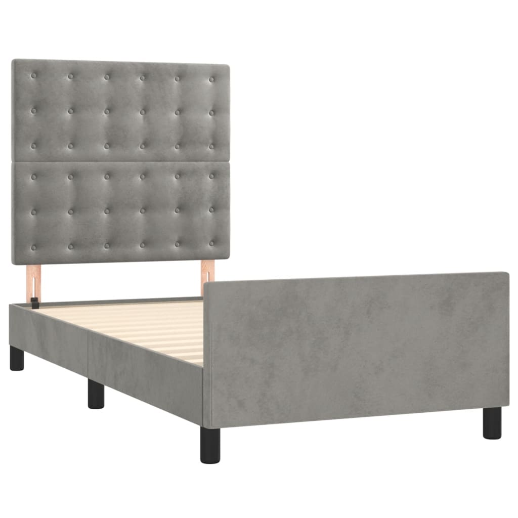 Estrutura de cama sem colchão 90x200 cm veludo cinzento-claro