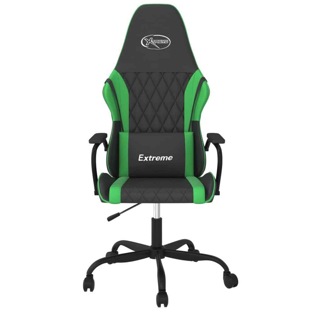 Cadeira gaming massagens couro artificial preto e verde