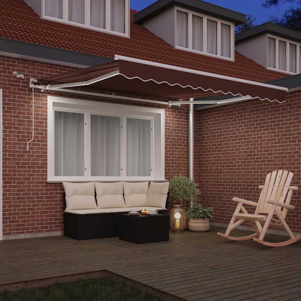 Toldo retrátil automático com luz LED 300x250 cm castanho