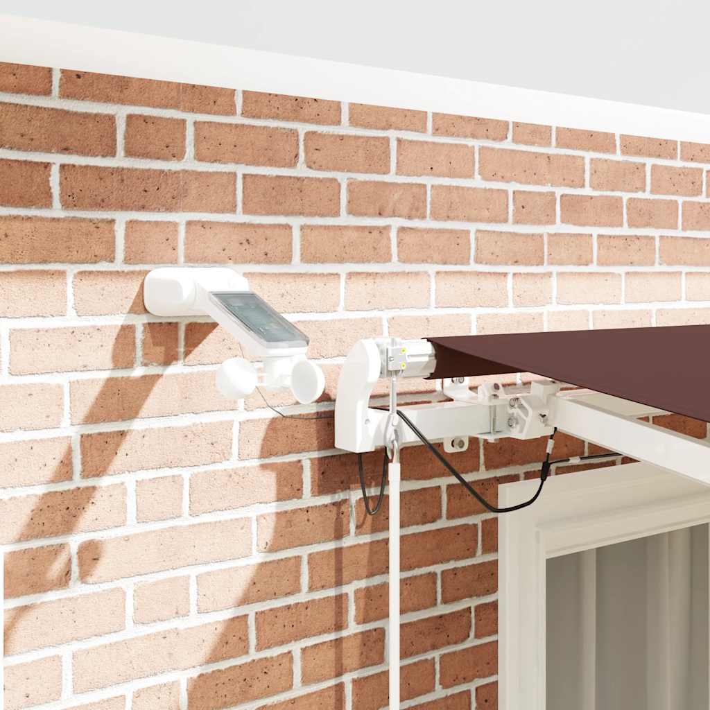 Toldo retrátil automático com luz LED 300x250 cm castanho
