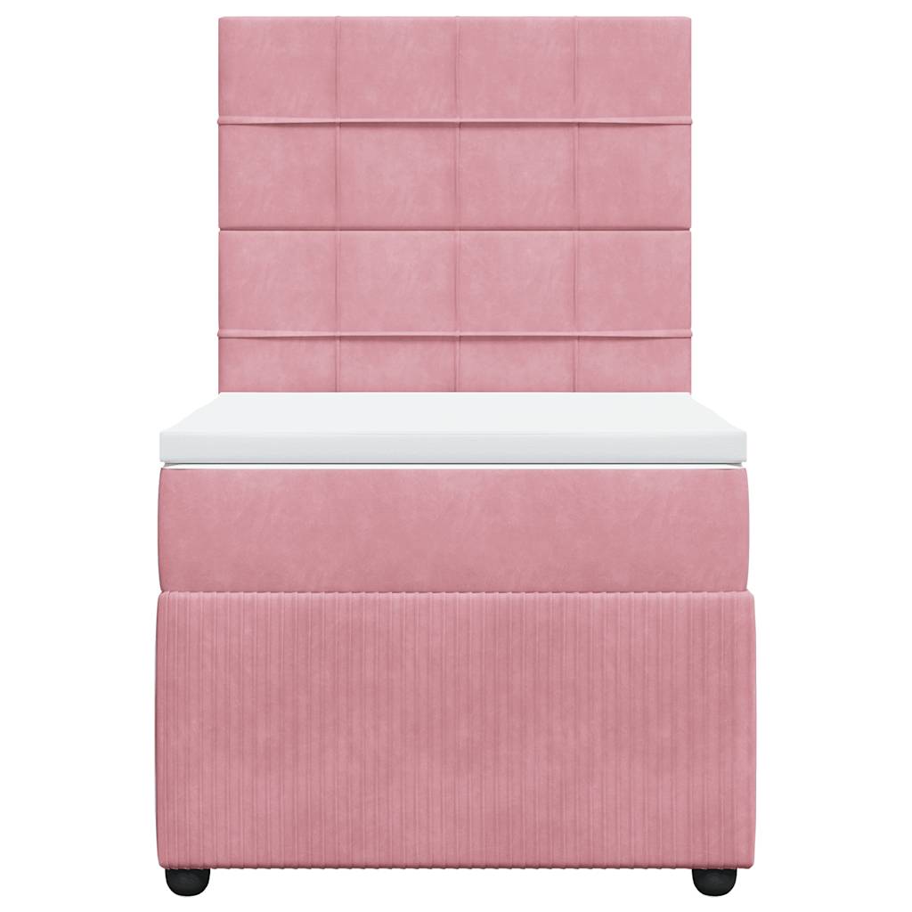 Cama com molas/colchão 90x200 cm veludo rosa